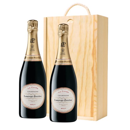 Laurent Perrier La Cuvee Champagne 75cl Double Pine Wooden Gift Boxed (2x75cl)